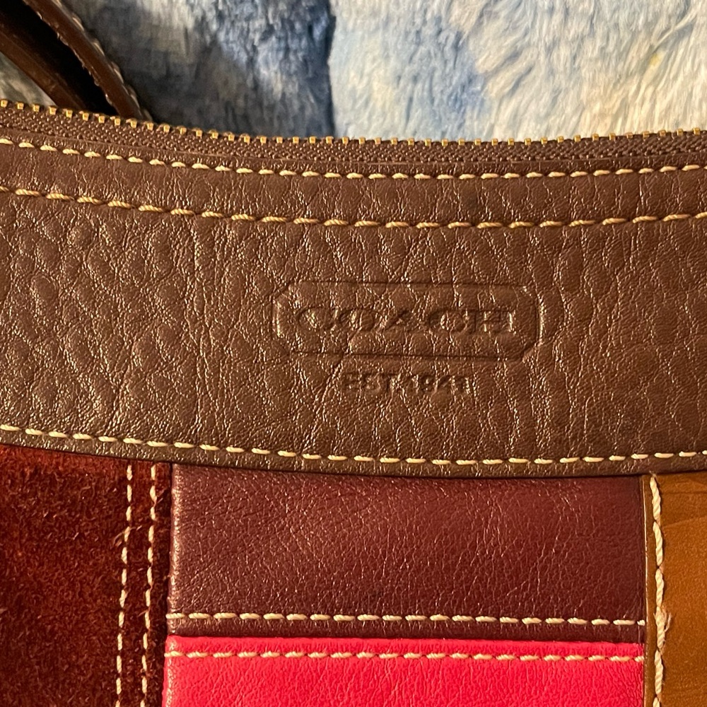 Coach Patchwork Shoulder Bag Leather Suede Signature Canvas Y2K Boho - Picture 4 of 10